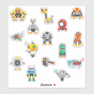 Kids Goofy Cartoon Roboter Sticker