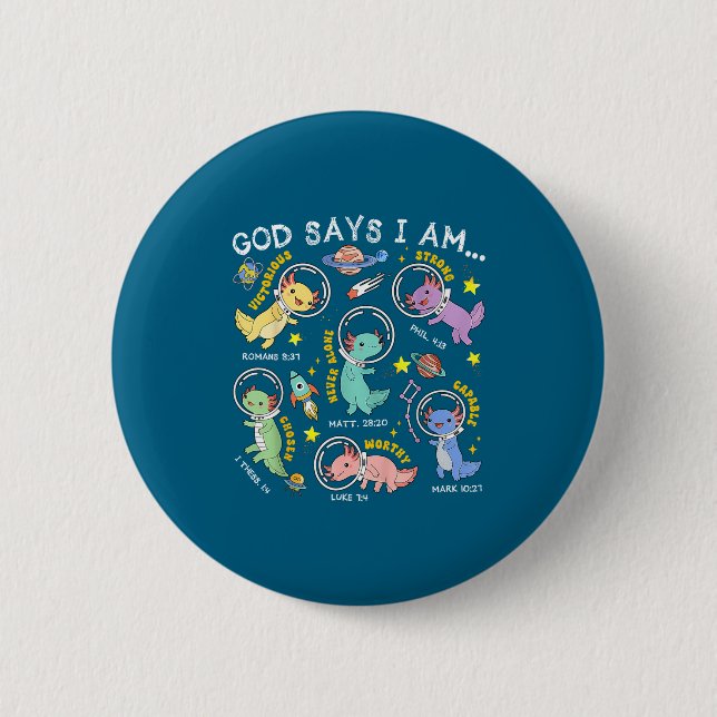 Kids Gott sagt bin im Weltraum Button (Vorderseite)