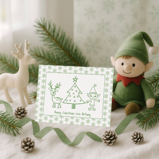 Kids Green Glitzer Scribble Art Frohe Weihnachten (Von Creator hochgeladen)