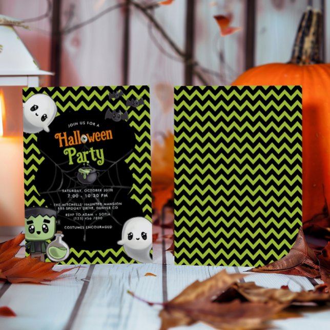 Kids Green Halloween-Party Einladung (Von Creator hochgeladen)
