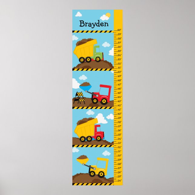 Kids Growth Construction Trucks Poster (Vorne)