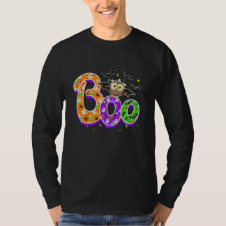 Kids Halloween Boo Owl With Spider Bat Pumpkin Boy T-Shirt