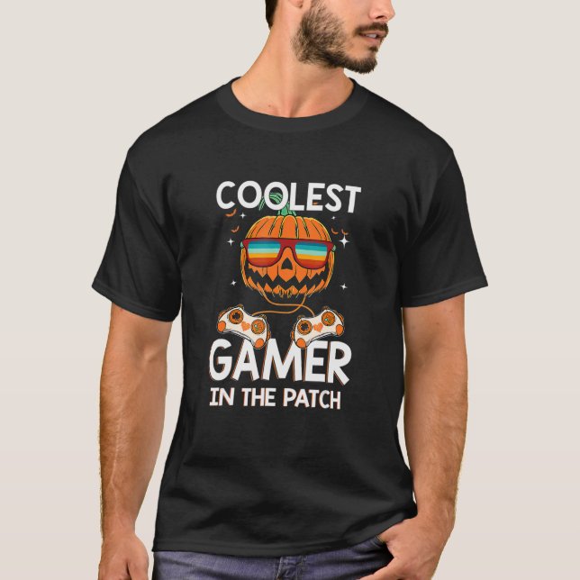 Kids Halloween Cooler Gamer in Patch Boys Gir T-Shirt (Vorderseite)