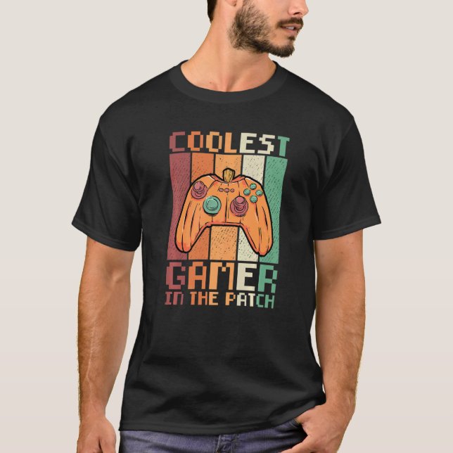 Kids Halloween Cooler Gamer in Patch Boys Gir T-Shirt (Vorderseite)