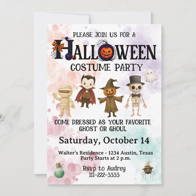 Kids Halloween Costume Party Einladung (Vorderseite)