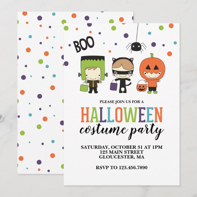 Kids Halloween Costume Party Einladung (Vorne/Hinten)