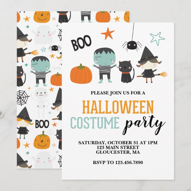 Kids Halloween Costume Party Einladung (Vorne/Hinten)