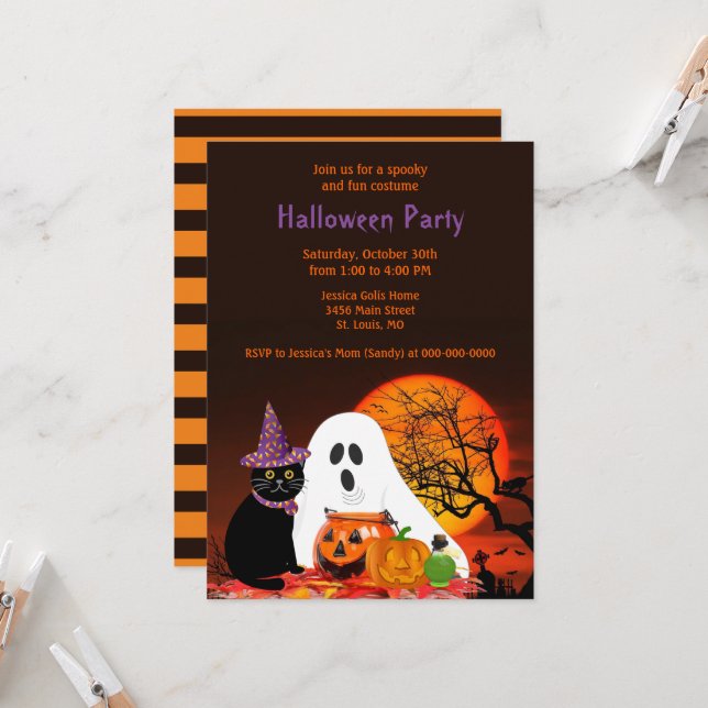 Kids Halloween Costume Party Einladung (Vorderseite/Rückseite Beispiel)