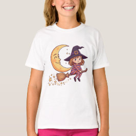 Kids Halloween Little Witch Moon T-Shirt