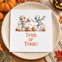 Kids Halloween Mummy Pumpkins Party Napkins