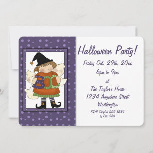 Kid's Halloween-Party laden Kleine Boo Hexe 2 ein Einladung
