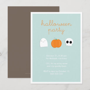 Kids Halloween-Party Niedlich Skull Ghost Pumpkin Einladung