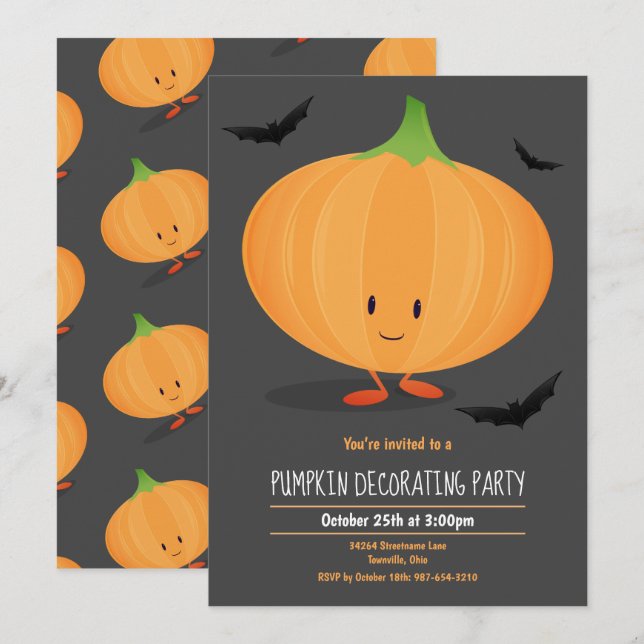 Kids Halloween Pumpkin Dekorieren Party Einladung (Vorne/Hinten)