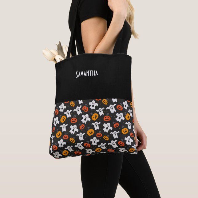 Kids Halloween Spooky Ghosts & Jack Lanterns Name Tasche (Von Nahem)