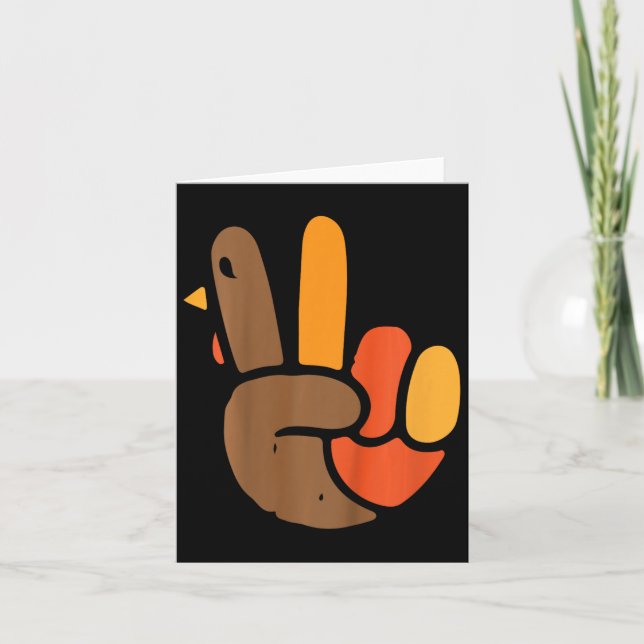 Kids Hand Peace Sign Erntedank Day Cooles Symbol Karte (Vorderseite)
