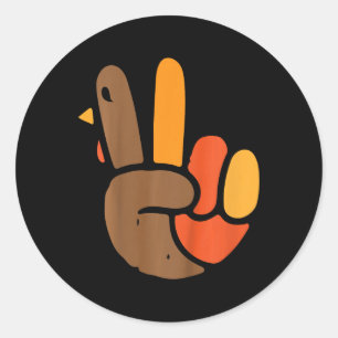 Kids Hand Peace Sign Erntedank Day Cooles Symbol Runder Aufkleber