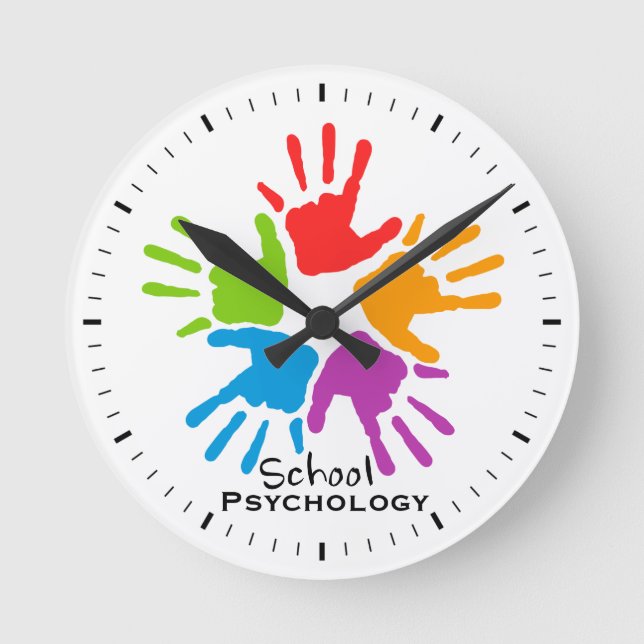 Kids' Hands School Psychology Wall Clock Runde Wanduhr (Vorderseite)