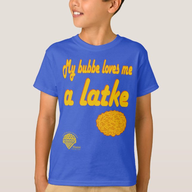 Kids' Hanukkah Shirt - "My bubbe loves me a latke" (Vorderseite)