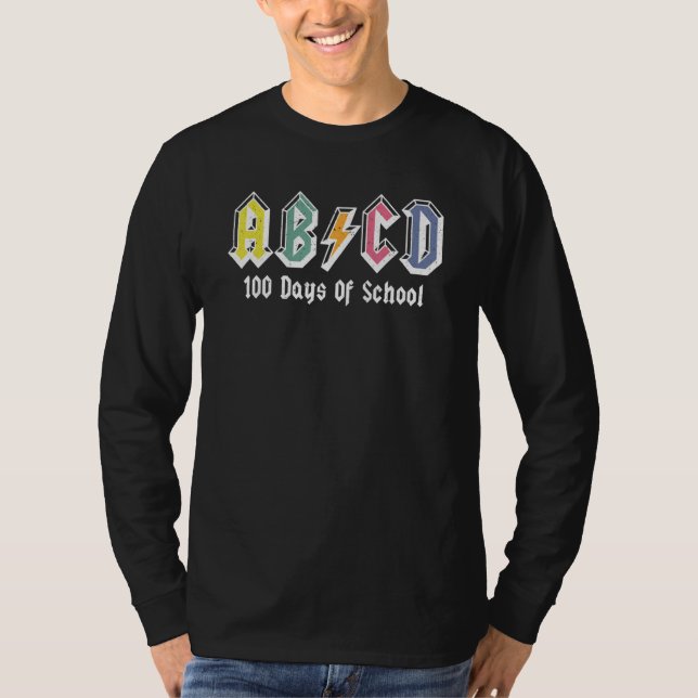 Kids Happy 100 Days Of School Teacher ABCD Rock Gr T-Shirt (Vorderseite)