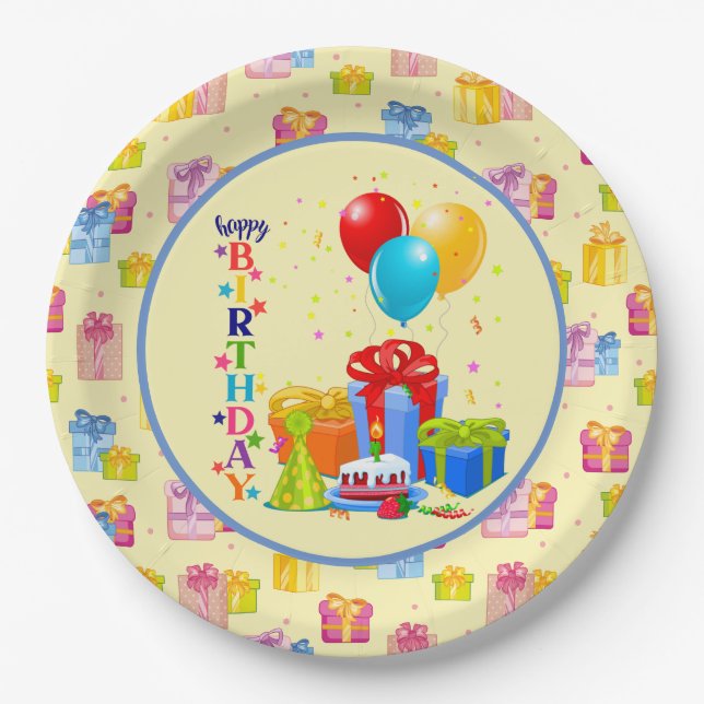 Kids Happy Birthday  Pappteller (Vorderseite)
