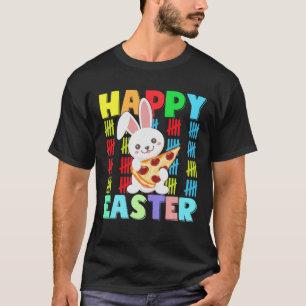 Kids Happy Easter Rabbit Pizza With Bunny Ears Fun T-Shirt