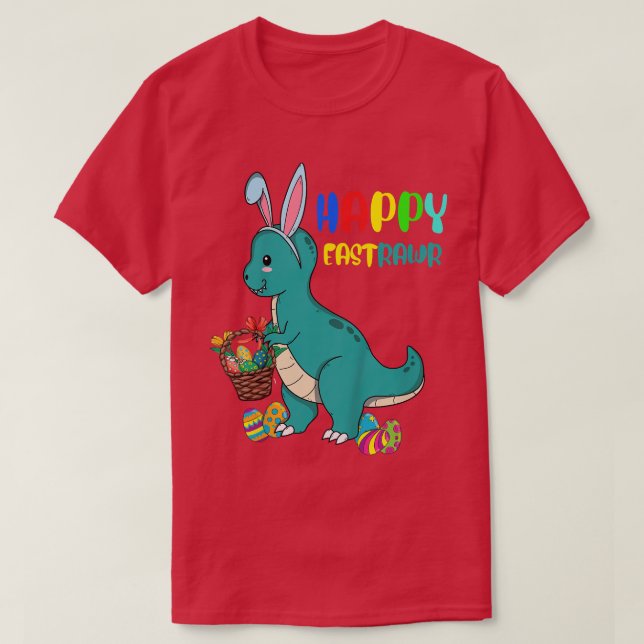 Kids Happy Eastrawr Tre Easter Bunny Egg Funny Cut T-Shirt (Design vorne)