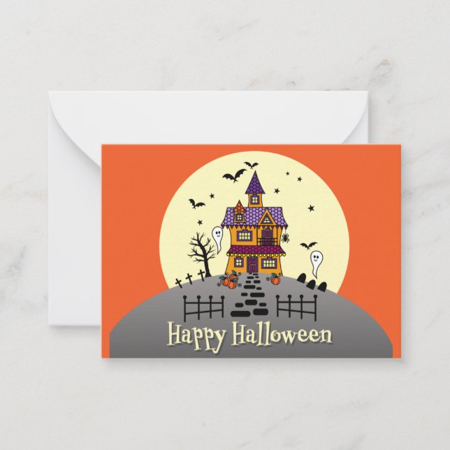 Kids Happy Halloween Spuk House Mitteilungskarte (Vorderseite)