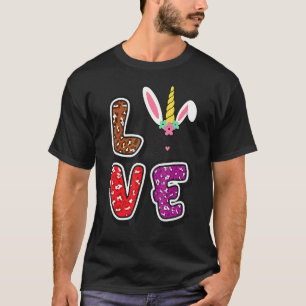 Kids Happy Oster Liebe Leopard Bunny Ears Funny Eg T-Shirt