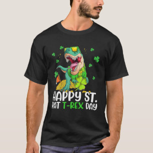 Kids Happy St Pat T Rex Day Dino Saurus St Patrick T-Shirt