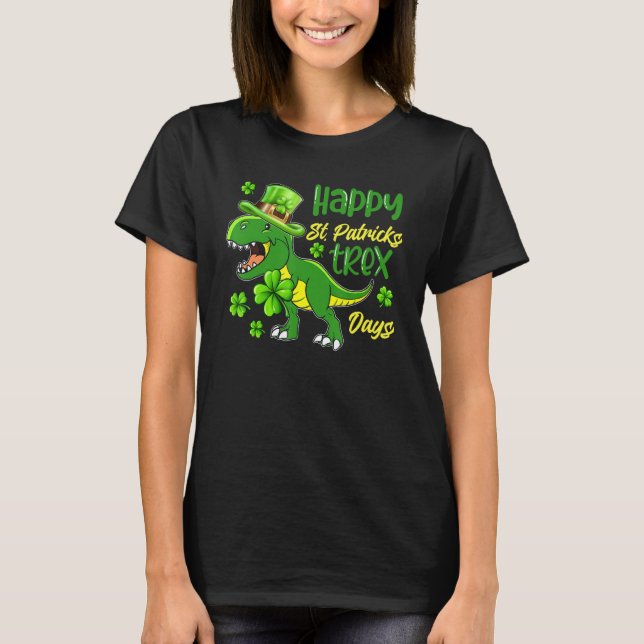 Kids Happy St Patricks Trex Day Cute Dinosaur Luck T-Shirt (Vorderseite)