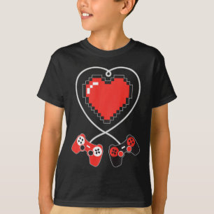 Kids Heart Pixel Art Video-Game Controller Valenti T-Shirt
