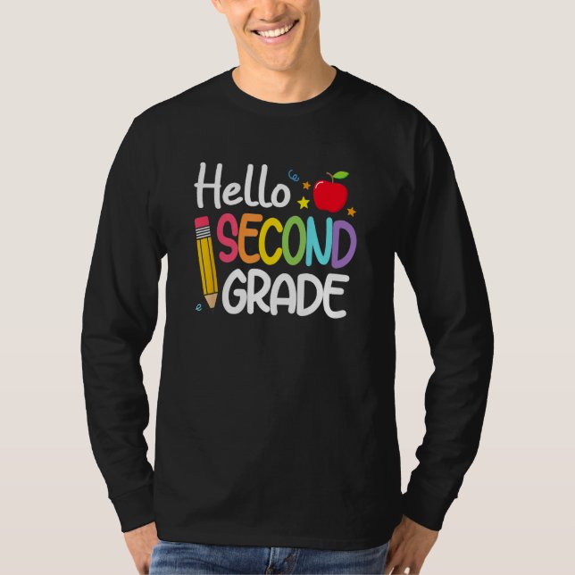 Kids Hello Second Grade First Day Of School Teache T-Shirt (Vorderseite)