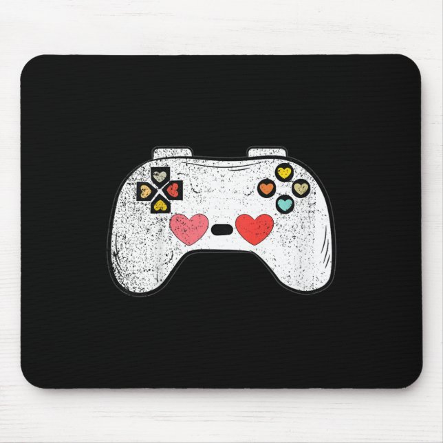 Kids Herz Video-Spiel Controller Valentinstag Cu Mousepad (Vorne)