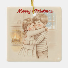 KIDS HUG CUTE CHRISTMAS THEME KERAMIKORNAMENT