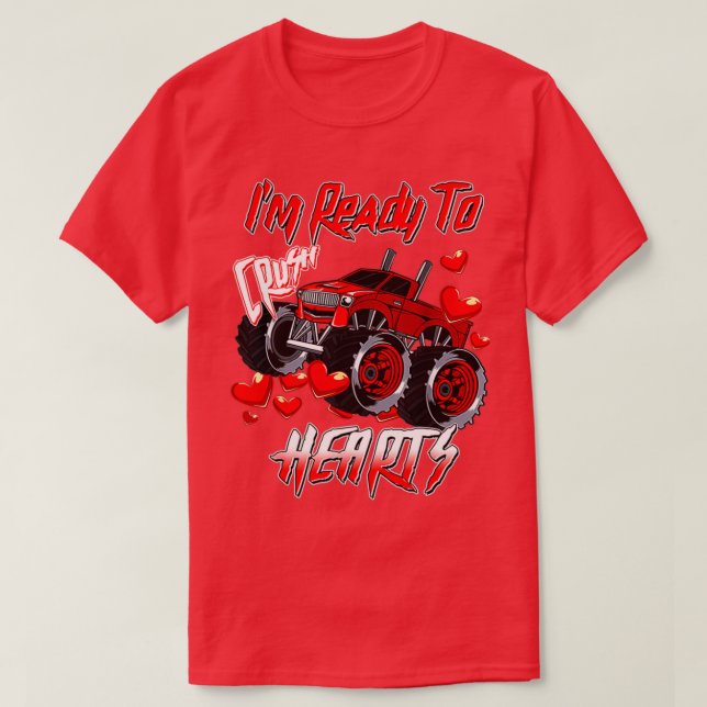Kids i crush herzen Monster LKW Kleinkind Jungen v T-Shirt (Design vorne)