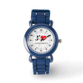 Kid's I Heart Stainless Steel Black Numbe Armbanduhr