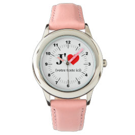 Kid's I Herz Stainless Steel rosa Herz Armbanduhr