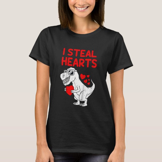 Kids I Steal Hearts T Rex Dino Valentines Day Todd T-Shirt (Vorderseite)