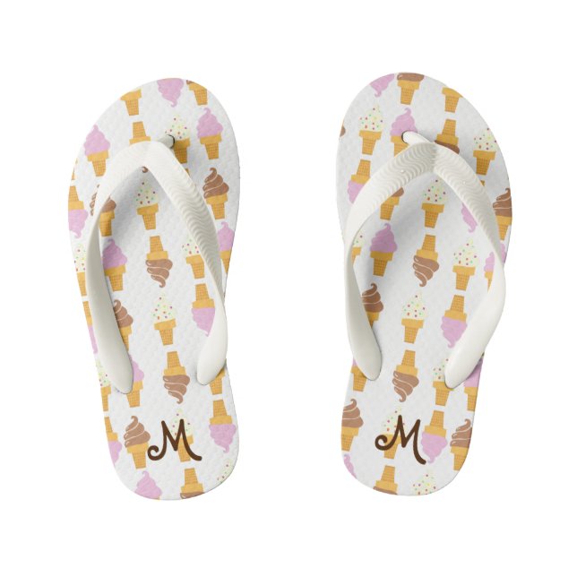 Kids Ice Cream Cones Mit Monogramm Flip Flops (Fußbett)