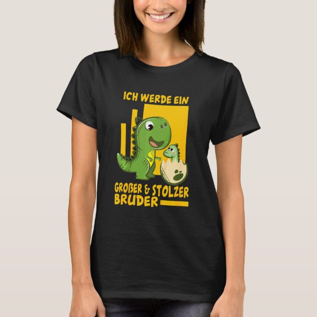 Kids Ich Werde Ein Große und Stolzer Bruder Dino T T-Shirt (Vorderseite)