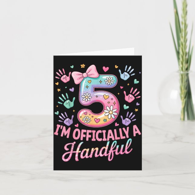 Kids I'm Ly A Handful Five 5th Birthday Girls Boys Karte (Vorderseite)