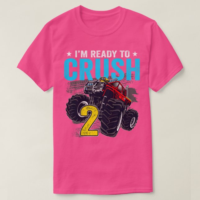 Kids I'm Ready to Crush 2 Monster Truck 2nd Birthd T-Shirt (Design vorne)