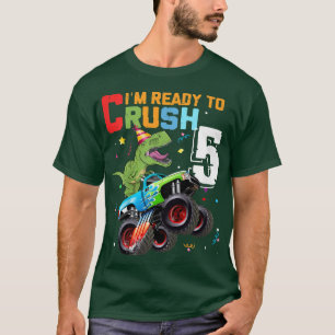 Kids I'm Ready to Crush 5th Birthday Dinosaur Mons T-Shirt