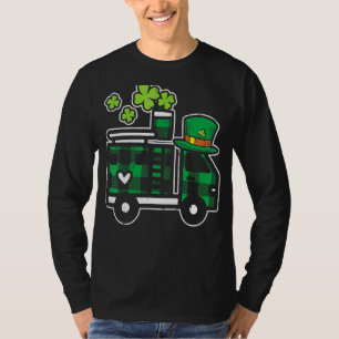 Kids Irish Green Kariert Firefighter Truck St Patr T-Shirt