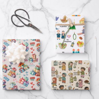 Kids Islamic Gift Wrap – Colourful Eid & Ramadan Geschenkpapier Set