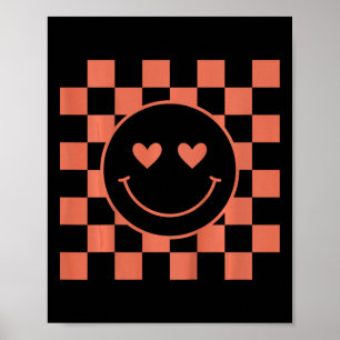 Kids Jugend Kariert Retro Valentinslächeln Gesicht Poster