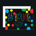 Kids Jump Bounce Balls Balloons Geburtstag Invitat Postkarte<br><div class="desc">Bounce Jump Geburtstagsparty Einladungen mit farbenfrohen Punkten</div>
