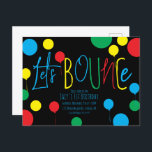 Kids Jump Bounce Balls Balloons Geburtstag Invitat Postkarte<br><div class="desc">Bounce Jump Geburtstagsparty Einladungen mit farbenfrohen Punkten</div>