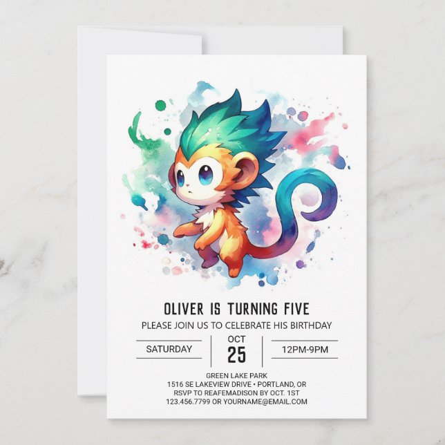 Kids Jungle Monkey Geburtstag Einladung (Vorderseite)