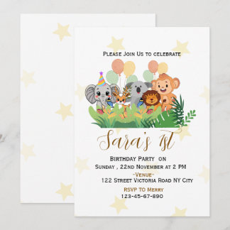 Kids Jungle Safari Birthday Party Invitation  Einladung